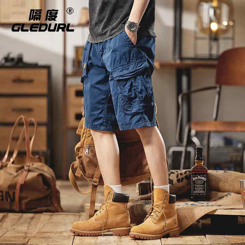 Short, Half Pants - ハーフパンツ メンズ アメリカ 夏 薄手 ワークウェア パンツ ゆったり 大きめサイズ ミディアム パンツ マルチ ポケット ショート パンツ ストレッチ性 ファッション