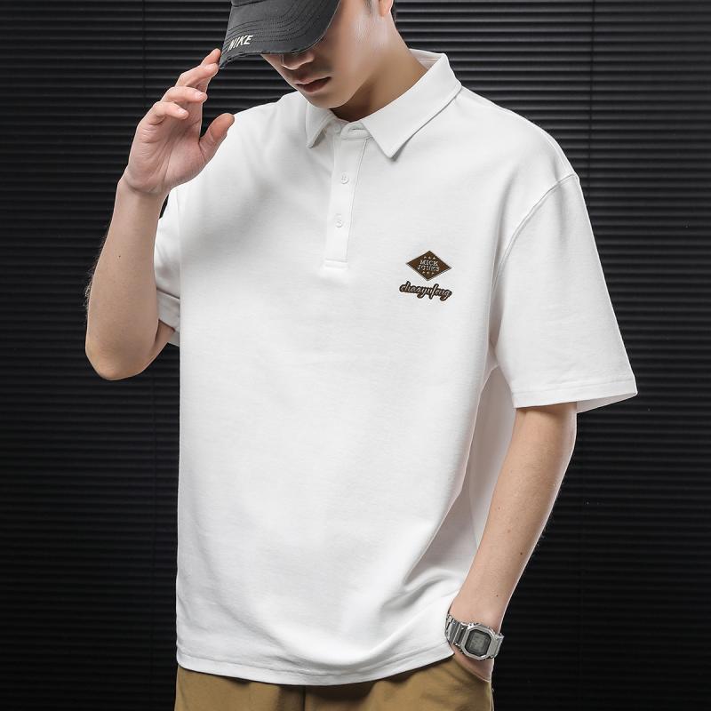 メンズ 白 ポロシャツ 半袖 夏 アメリカン トップス 夏 半袖 Tシャツ ゆったり ファッション