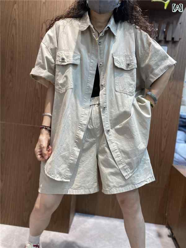 セットアップ シンプル カジュアル おしゃれ ボーイッシュ メンズライク オーバーサイズ レディース エスニック ファッション 韓国 夏