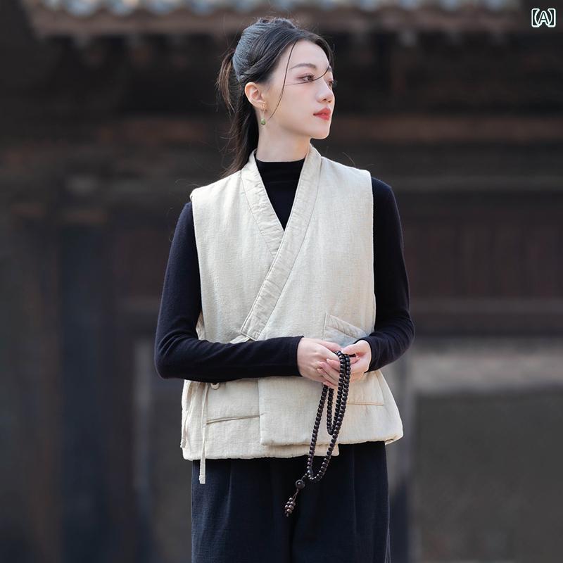 ベスト シンプル カジュアル レトロ エスニック ナチュラル ゆったり リラックスフィット レディース ファッション