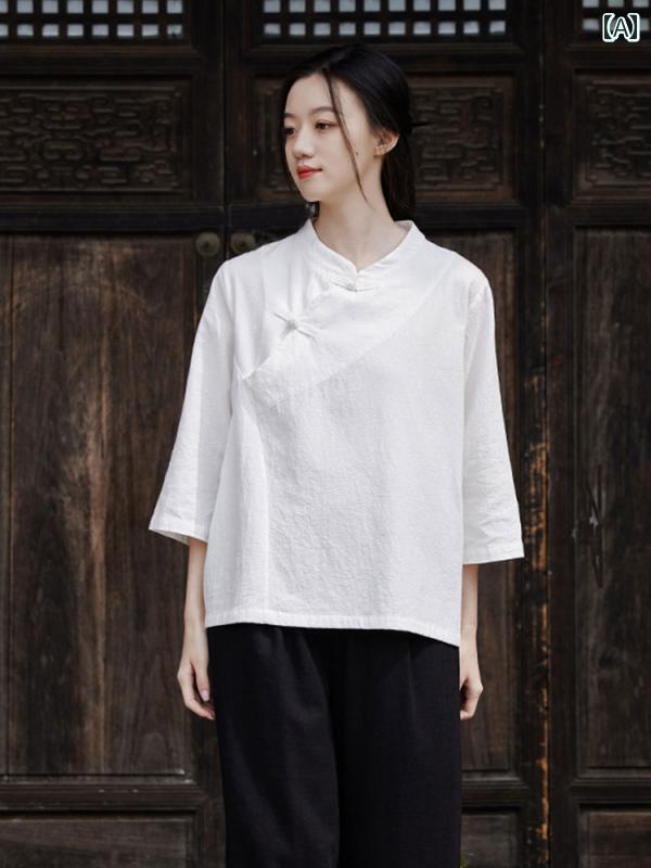 瞑想服 レディース レディース 婦人服 トップス シャツ パンツ ボトムス チャイナ風 レトロ 唐装 仏教 瞑想 セットアップ セットアップ 夏