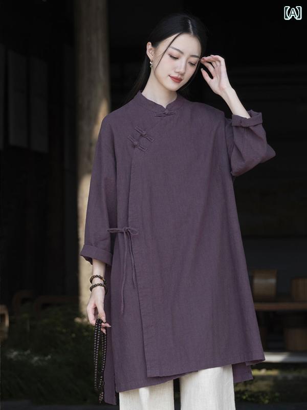 レディース レディース 婦人服 トップス シャツ パンツ ボトムス チャイナ風 レトロ 唐装 仏教 瞑想 セットアップ セットアップ 夏