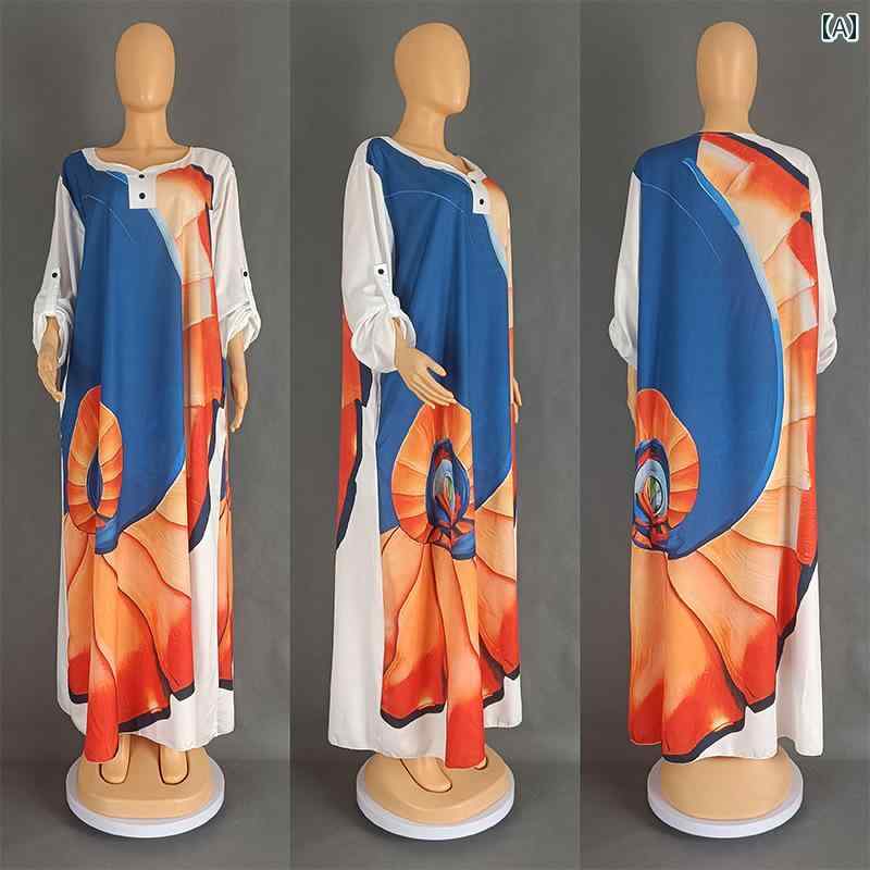 ローブ アフリカン ゆったり 体型カバー おしゃれ レディース ワンピース ロング スカート アラビアン エスニック エキゾチック 中東 ファッション カジュアル(4)