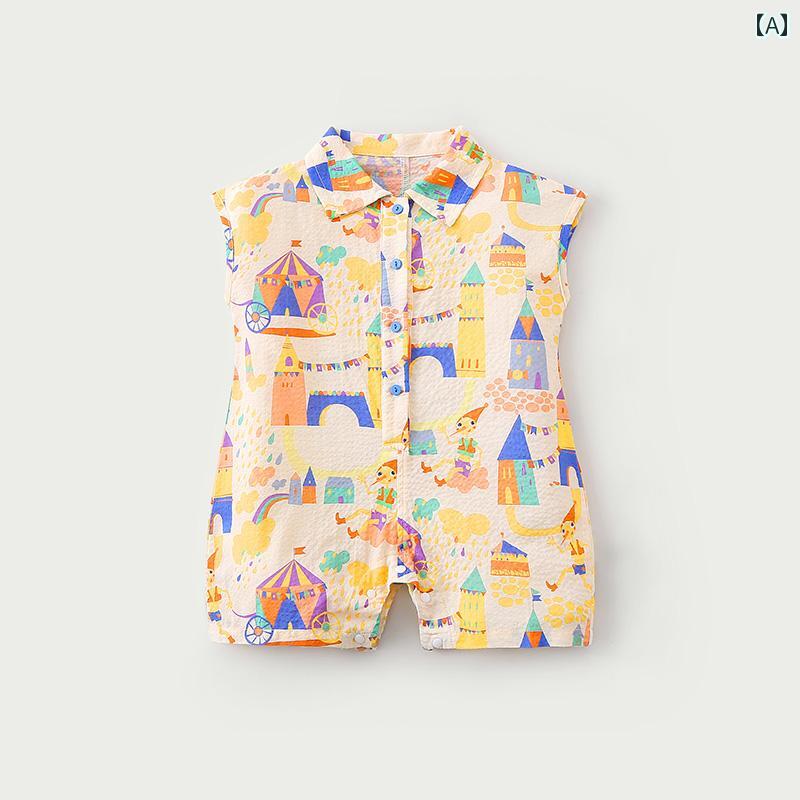 ロンパース ベビー服 夏 薄手 新生児 オールインワン ジャンプスーツ かわいい キュート ギフト 赤ちゃん 品 夏ウェア