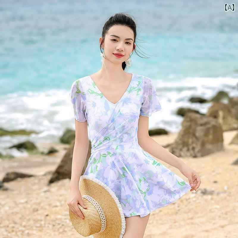 色で選ぶ水着｜水着 おしゃれ 洋服見え 体型カバー レディース スリム ワンピース スカート 半袖 ...