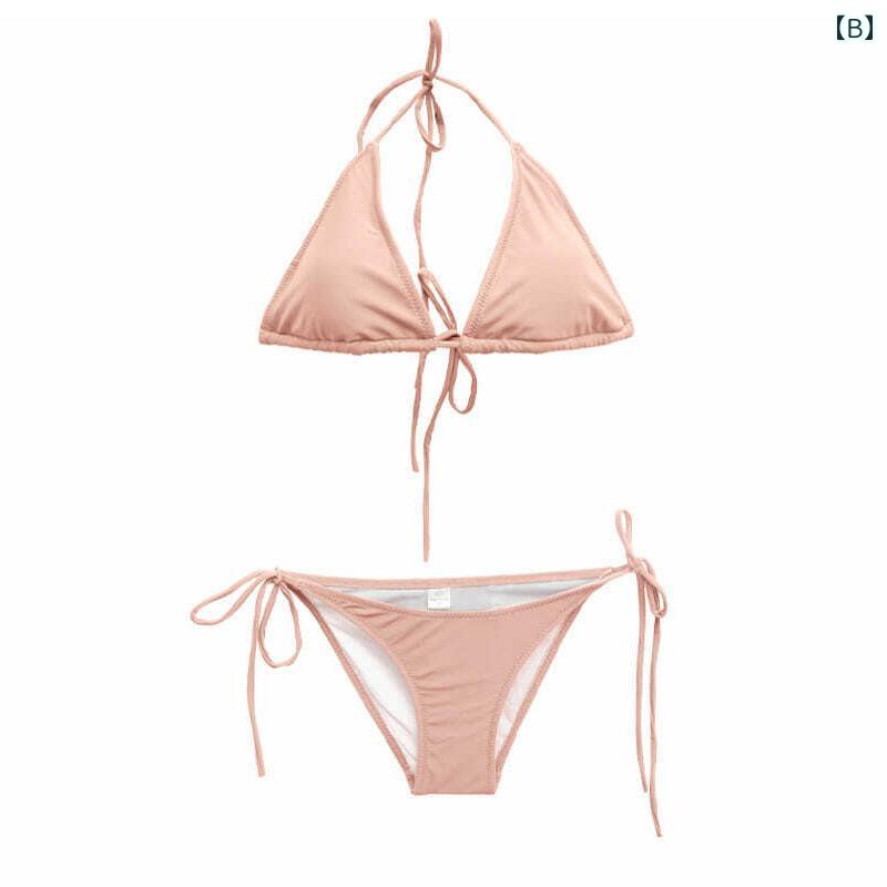 レディース 水着 ビキニ 三角トライアングルカット シンプル 三角トライアングルビキニ 紐結び ロープ ビーチ リゾート プール 胸パット ワイヤーし 魅力 セクシー