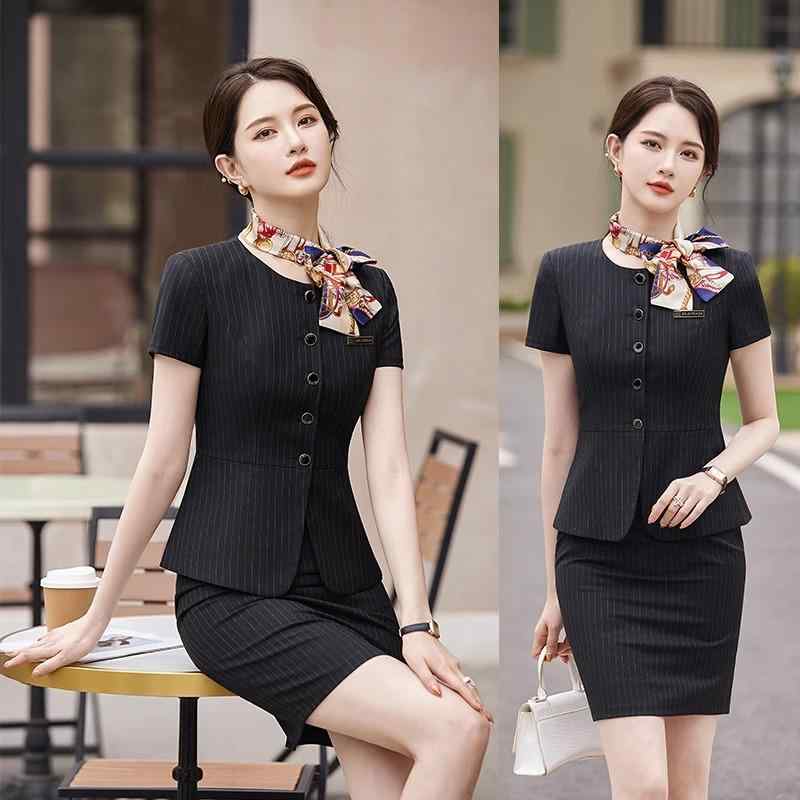 レディース カジュアル スーツ ワンピース ドレス スカート ショート 半袖 エレガント 大人 レディース 清楚 衣料品 面接 仕事 フォーマル 作業服 婦人服