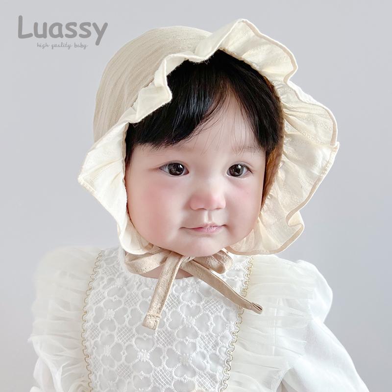 Other - ベビーボンネット かわいい 出産祝い ベビー帽 赤ちゃん キッズ 女の子 男の子 帽子 ハット 秋 薄手 コットン フリル