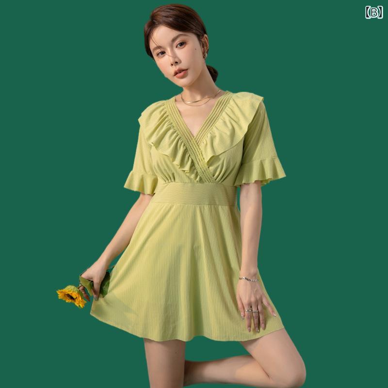 ドレス 水着 かわいい 洋服見え ワンピース スイムウェア 体型カバー スイミング 海水浴 ビーチ プール ビーチスポーツ 夏 速乾 おしゃれ レディース