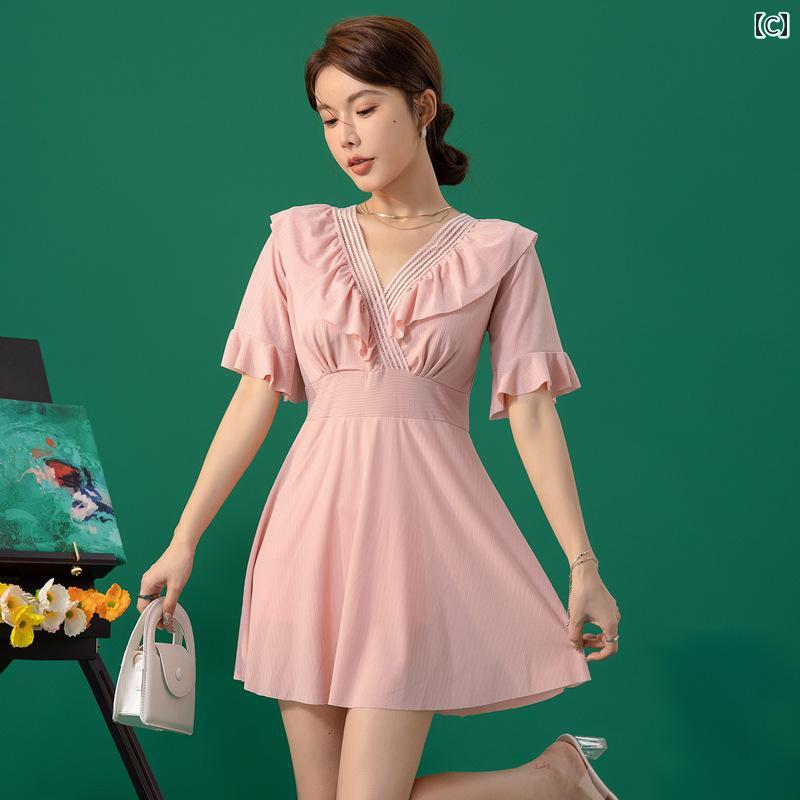 ドレス 水着 かわいい 洋服見え ワンピース スイムウェア 体型カバー スイミング 海水浴 ビーチ プール ビーチスポーツ 夏 速乾 おしゃれ レディース