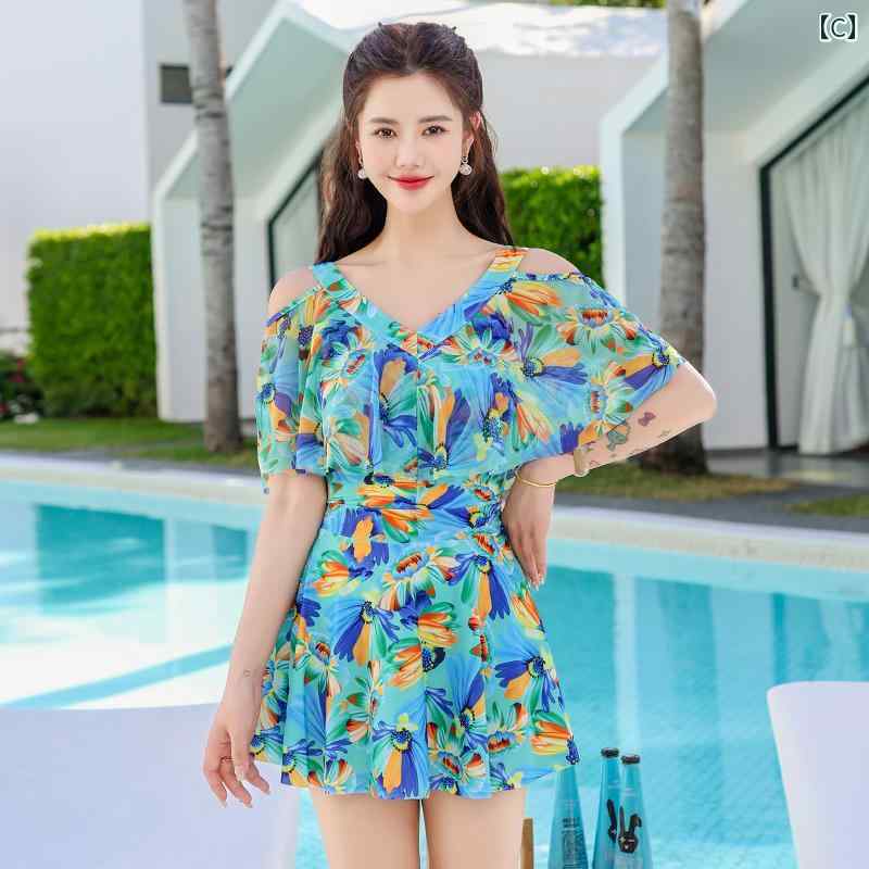 ワンピース 水着 大きめサイズ 体型カバー レディース レディース 婦人 スイムウェア 温泉 海 プール 夏レジャー 柄