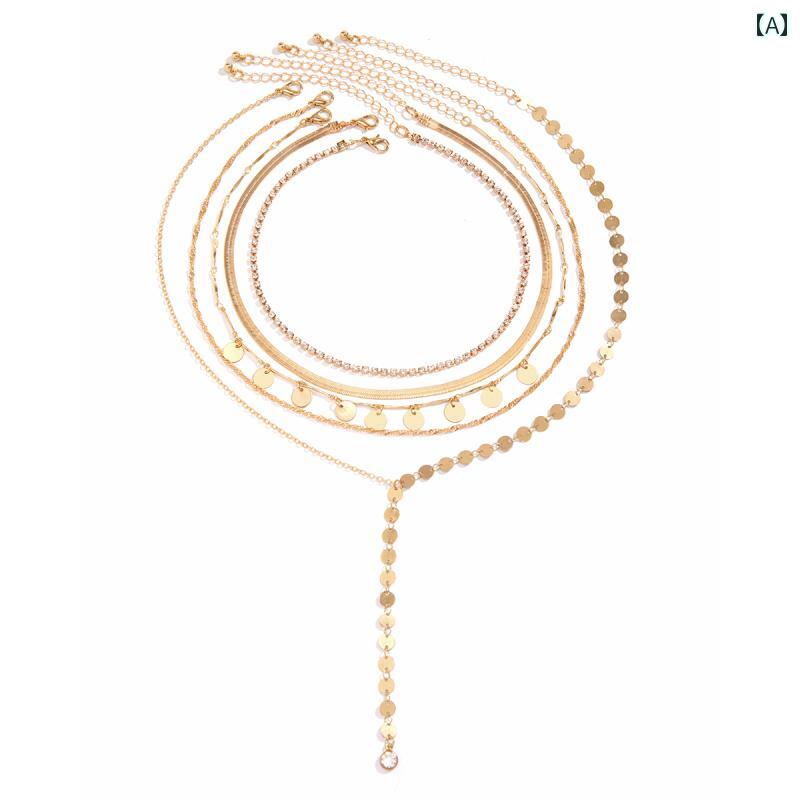 レディース 多層 ネックレス アクセサリー おしゃれ きれい 豪華感 煌びやか デート ペア イベント フェス パーティ パフォーマンス ダンス コスチューム ステージ 衣装 仕事 クラブ 映え