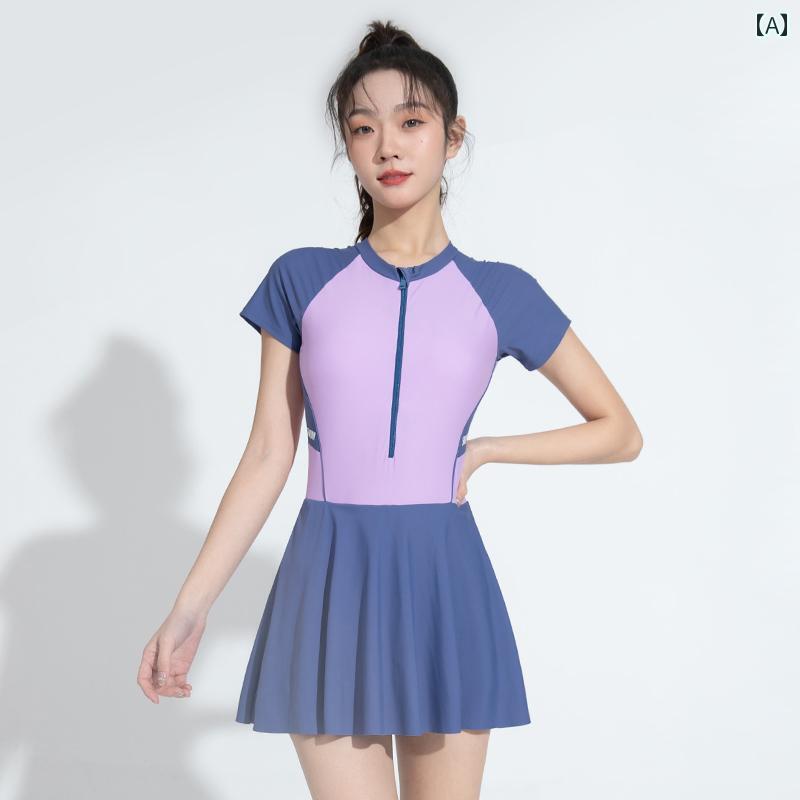 ワンピース 水着 レディース レディース 婦人 スイムウェア スポーツ フィットネス ウェア 半袖 カレッジ プール カジュアル 学生