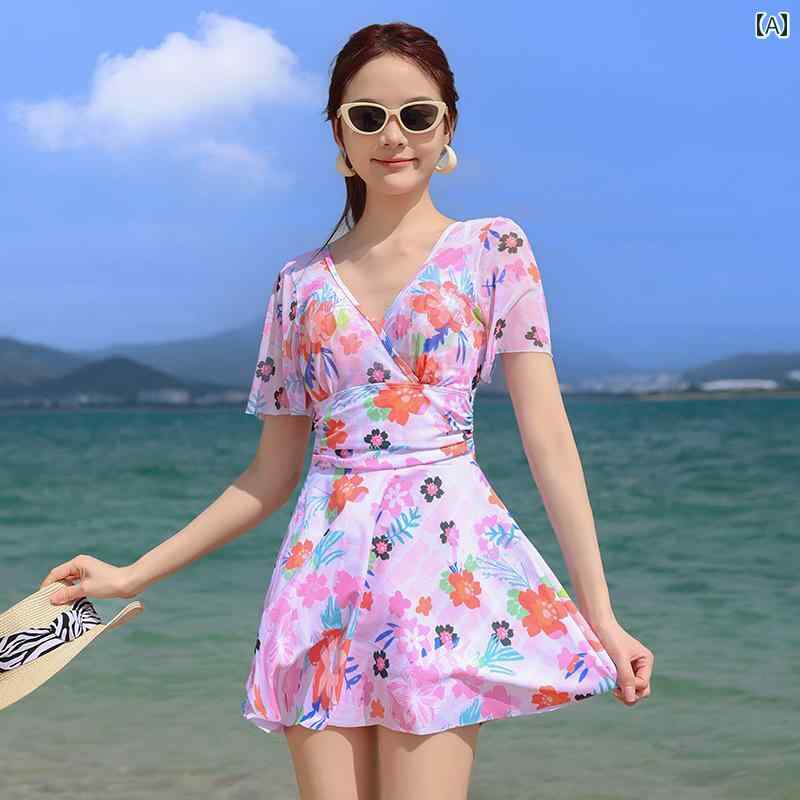 Rakuten - 水着 ワンピース スカート 体型カバー レディース レディース 婦人 スイムウェア 温泉 海 プール レジャー レトロ ユニーク