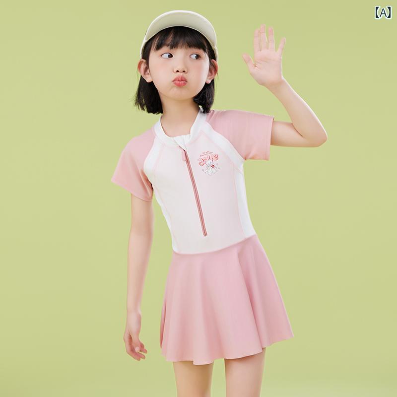 水着 ワンピース スカート 体型カバー キッズ 子供 女の子 スイムウェア かわいい おしゃれ 温泉 海 プール レジャー シンプル