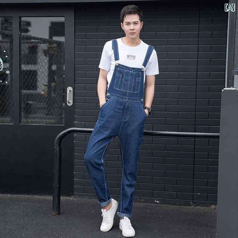 サロペット メンズ ファッション ズボン パンツ サスペンダージャンプスーツ オーバーオール デニム ショーツ ワンピース フィット ボトムス スリム ジーンズ カジュアル メンズ secure-depo-10400245 セキュアデポ サンプル画像2
