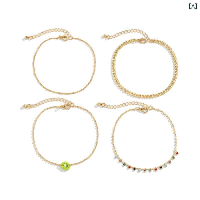 メンズ レディース チェーンアンクレット アクセサリー おしゃれ 豪華感 煌やか デート ギフト ペア イベント フェス パーティー パフォーマンス ダンス コ...