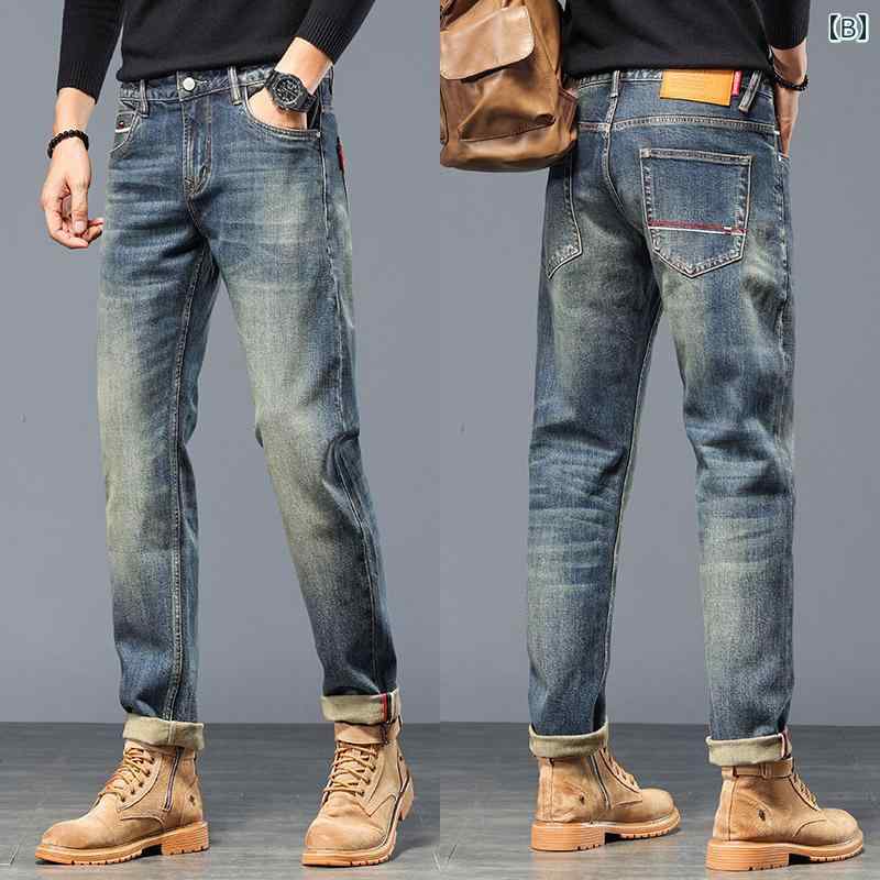 デニムパンツ メンズ おしゃれ着 Gパン カジュアル ストリート セルビッジデニム ジーンズ アメリカ レトロ スリム ストレートパンツ