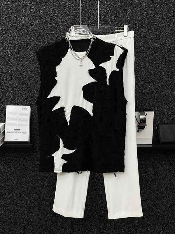 メンズ おしゃれ着 ベスト チョッキ ストリート シャツ メンズ ギャング ノースリーブ Tシャツ アンダー シャツ