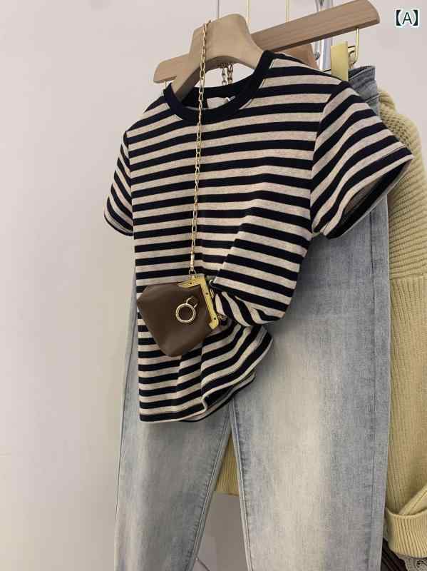 American Casual - トップス Tシャツ 半袖 カジュアル シンプル おしゃれ 普段着 マルチシーン 大人 レディース ファッション 韓国 夏