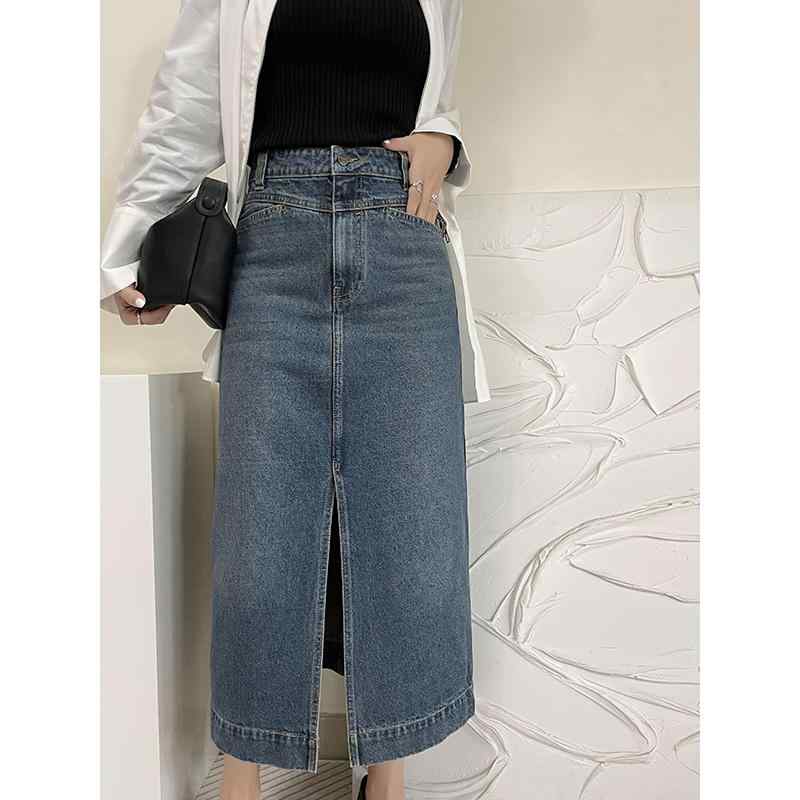 レディース スカート ロングスカート ストレートスカート デニムスカート ハイウエスト シンプル おしゃれ フェミニン 通勤 通学 ショ..