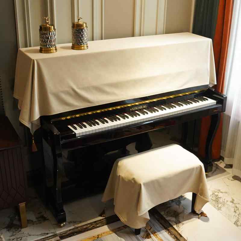 ピアノ カバー ハーフ モダン シンプル ソリッドカラー 起毛 スツール ダスト キーボード ダストカバー..