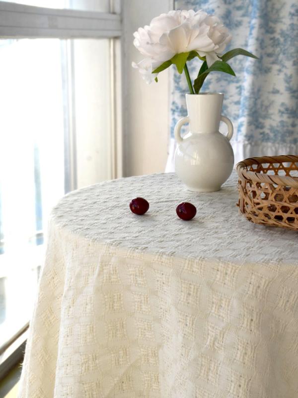 テーブル クロス おしゃれ シンプル モダン カントリー フレンチ ベージュ クリーム チェック柄 テーブルクロス コーヒー テーブル 生地 装飾 カバー タッセル エレガント おしゃれ クリーム