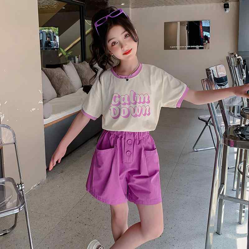 子供服 セットアップ トップス シャツ ショート パンツ ズボン セット カジュアル 女の子 スリム 半袖 キッズ 夏 子供