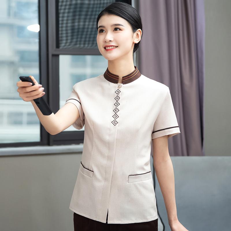 Boots, White Coats - 清掃員 制服 掃除 作業着 ユニフォーム 清潔感 爽やか レディース ハウスキーパー 中華風 クリーニング 施設 ホテル ハウスキーピング 半袖 夏
