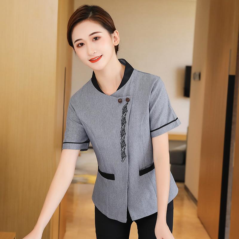 清掃員 制服 掃除 作業着 ユニフォーム 清潔感 爽やか レディース ハウスキーパー クリーニング 中華風 施設 ホテル ハウスキーピング 夏