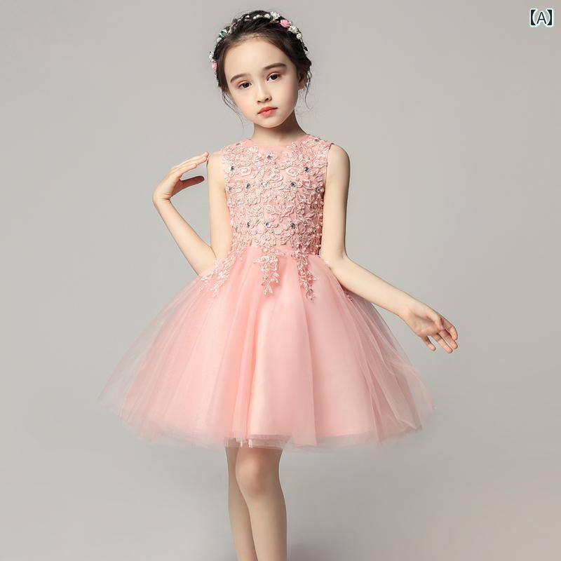 バースデー ドレス 女の子 プリンセス ドレス キッズ イブニングドレス フラワーガール ウェディングドレス ホスト ピアノ パフォーマンス ショートドレス ファッション