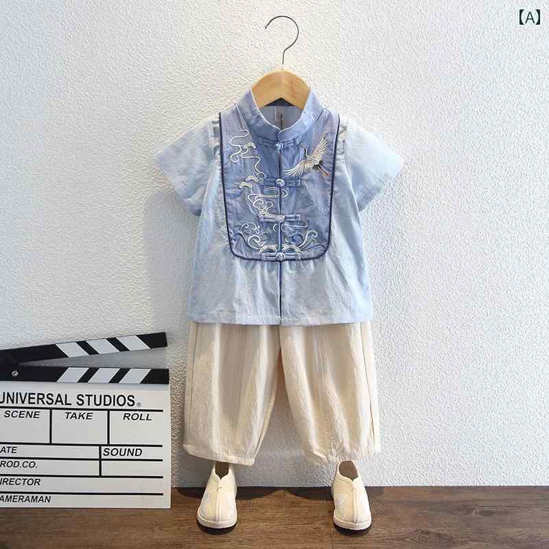 子供服 男の子 漢服 スーツ チャイナ風 パーティー 発表会 お呼ばれ かわいい 民族衣装 夏 おしゃれ スタイリッシュ キッズ