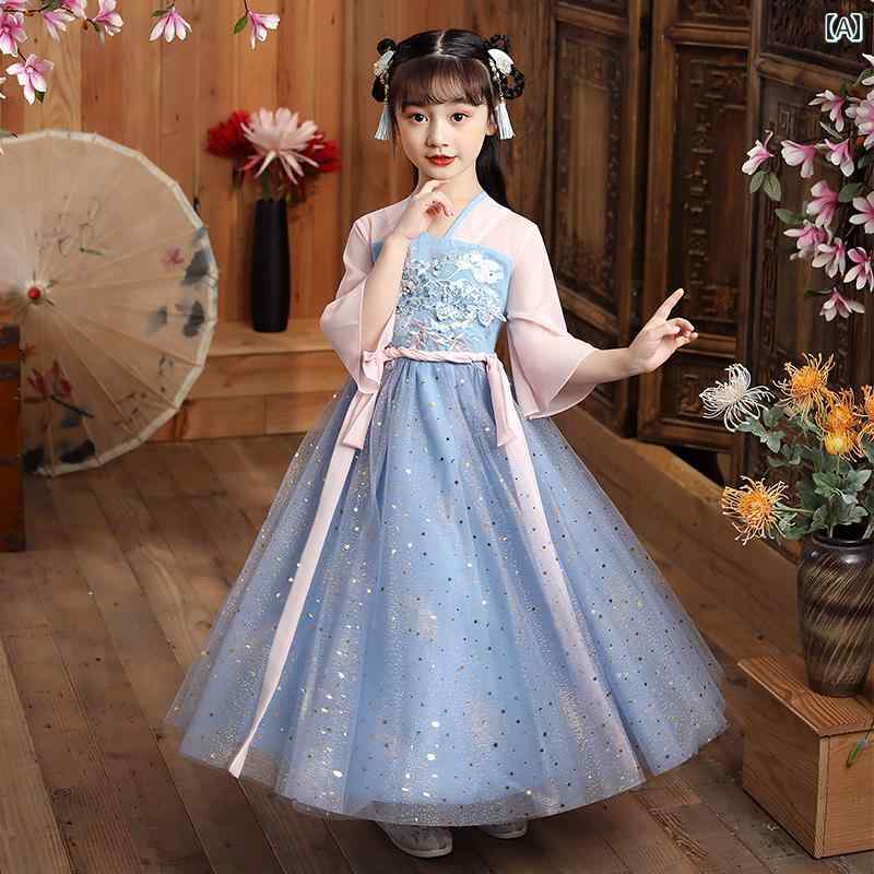 韓服 女の子 レトロ 服 チャイナ風 キッズ フェアリー 少女 唐装 オールシーズン適 バースデードレス 写真撮影 衣装 記念日 衣装