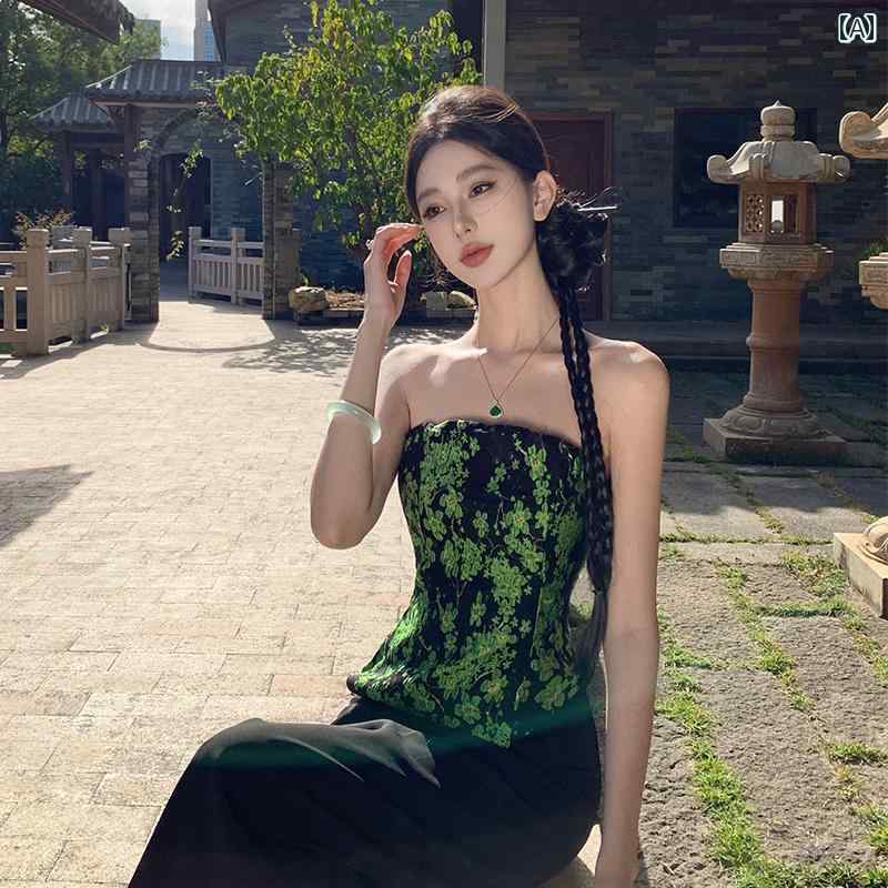 トップス スカート チャイナテイスト 大人 上品 シンプル 華やか きれいめ レトロ モダン パーティ セレモニー レディース ファッション