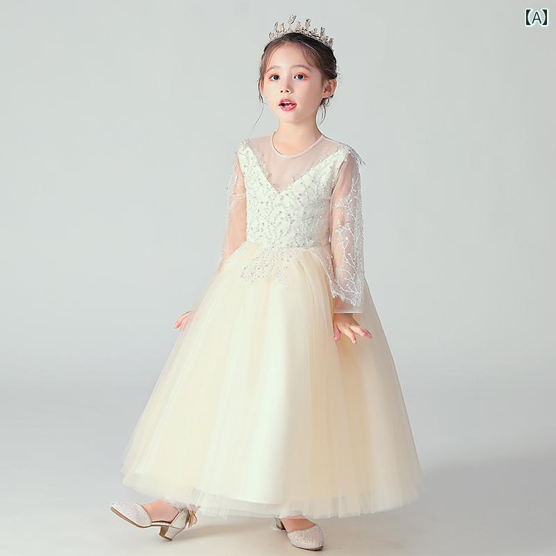 ドレス プリンセス 女の子 キッズ フラワーガール ウェディングドレス コスチューム イブニングドレス レース バースデードレス 写真撮影 衣装