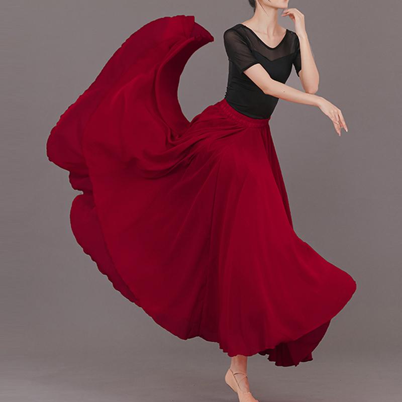 スカート ボトムス レディース おしゃれ シンプル レディース クラシック ダンス 衣装 エレガント 720度 スイング フォト モダン ガーゼ シフォン ロング