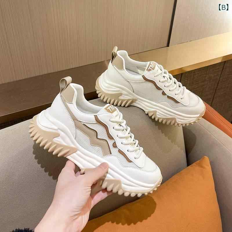 スポーツ シューズ レディース 婦人 ファッション 靴 オールシーズン 韓国 レースアップ ミディアム ヒール レジャー カジュアル シューズ