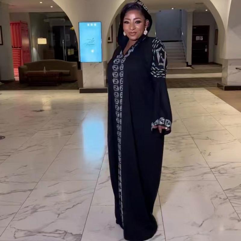 民族衣装 エスニック ワンピース エレガント アフリカ 民族 衣装 大きめ スイング ドレス イス教徒 ローブ ジッパー 帽子