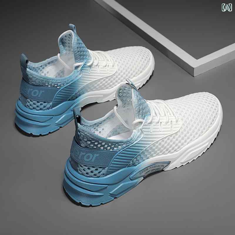 スポーツ シューズ 運動靴 メンズ 紳士 ファッション 靴 オールシーズン 学生 通気性 レースアップ グラデーション レジャー スポーツ ローヒール アウトドア カジュアル