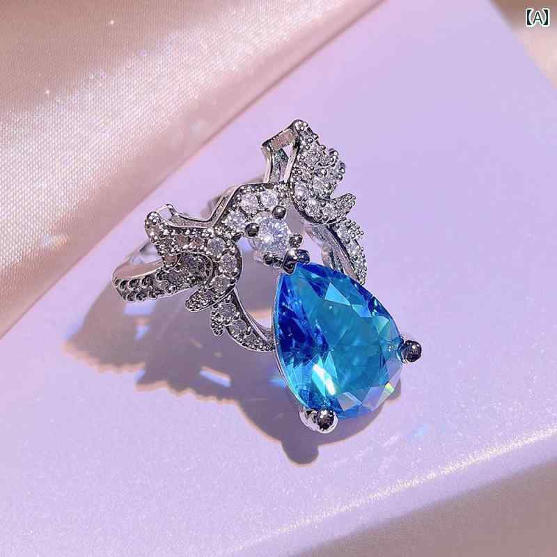 レディース ファッション アクセサリー オールシーズン リング 指輪 ネックレス ペンダント ピアス 耳飾り セット ウォーター ドロップ