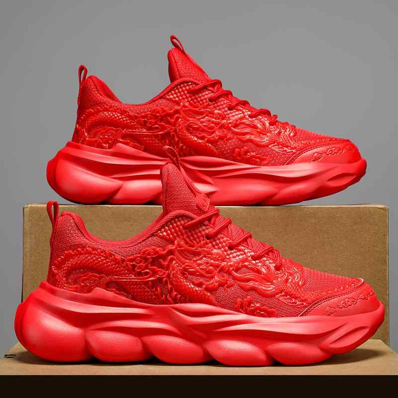 靴 シューズ スポーツ スニーカー トレーニング 運動靴 辰年 メンズ 赤 中学生 ランニング ファッション 紳士(4.0)