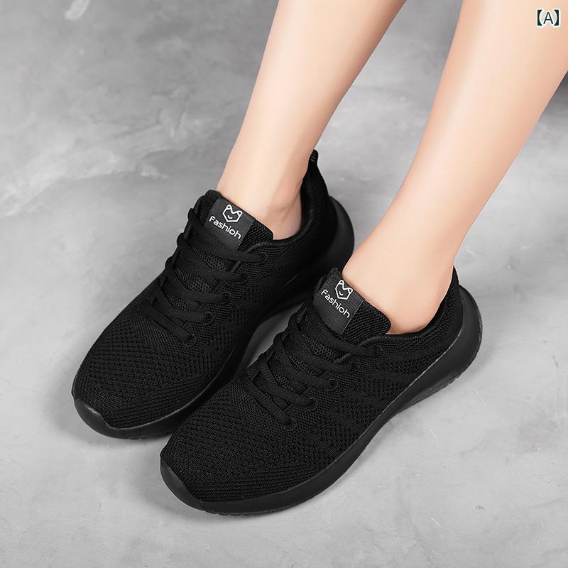 ランニング シューズ 運動靴 レディース 婦人靴 ファッション シューズ オールシーズン レースアップ クロス ストラップ ローヒール ラウンドトゥ メッシュ 通気性