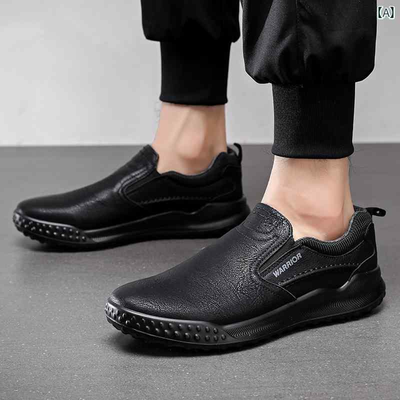 スリッポン メンズ 紳士靴 ファッション シューズ オールシーズン 防水 ワンキック レジャー スポーツ アウトドア ローヒール ラウンドトゥ カジュアル