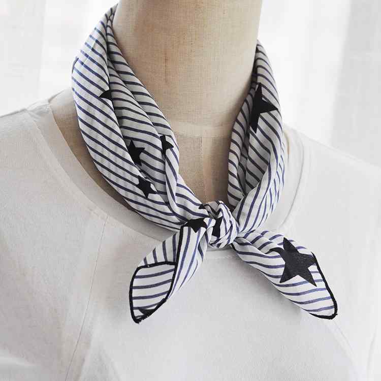 レディース ファッション アクセサリー 雑貨 スカーフ シャツ 小さめ 正方形 レトロ ストライプ ヘッドバンド ヒップホップ ストール