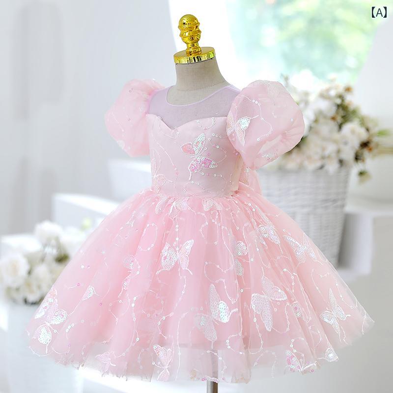 楽天セキュアデポ発表会 ドレス ピンク 女の子 赤ちゃん 誕生日 パーティー ドレス プリンセス 子供 ブラック バタフライ スパンコール キラキラ