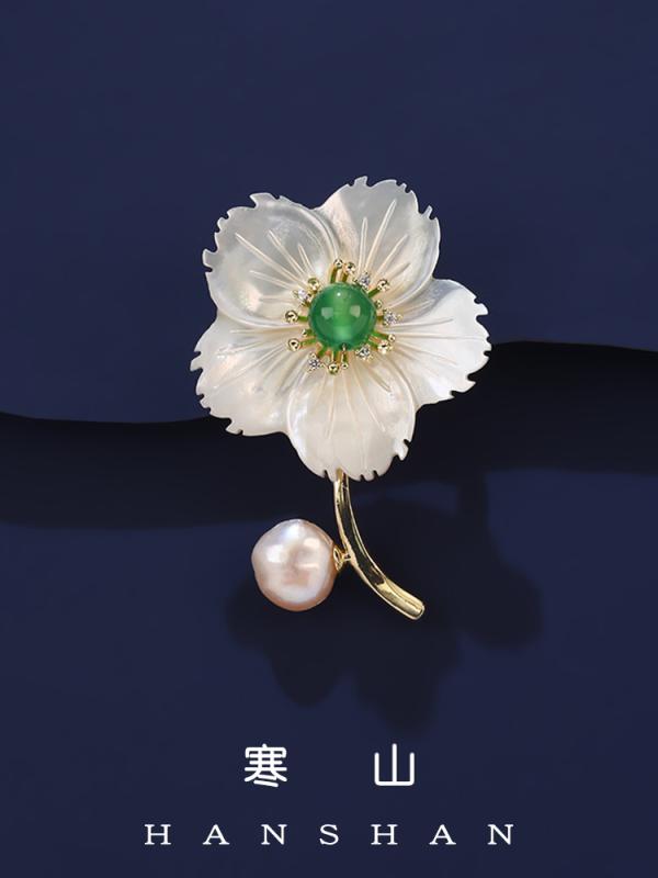 ブローチ セレモニー おしゃれ シェルフラワー パール 瑪瑙 中国 チャイナ ドレス 装飾 精巧 ピン レディース ファッション アクセサリー