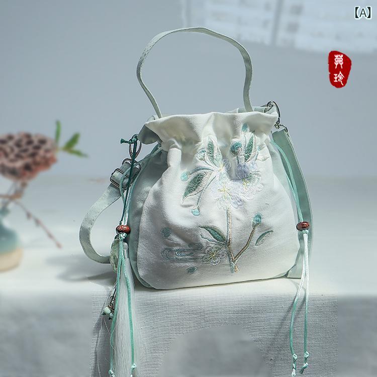 中国風 バッグ ハンドバッグ ショルダーバッグ 巾着型 チャイナ風 カジュアル キュート 通勤 通学 ショ..