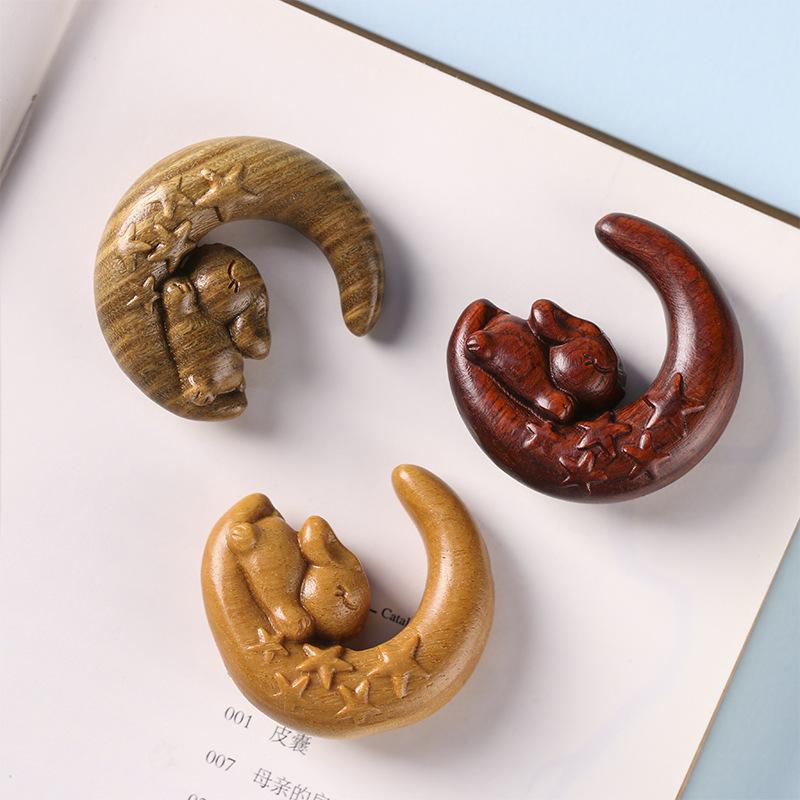 チャーム ペンダント アクセサリー ネックレス 小物 装飾品 シンプル レトロ レトロ チャイナ風 普段使い生活 木 うさぎ 月