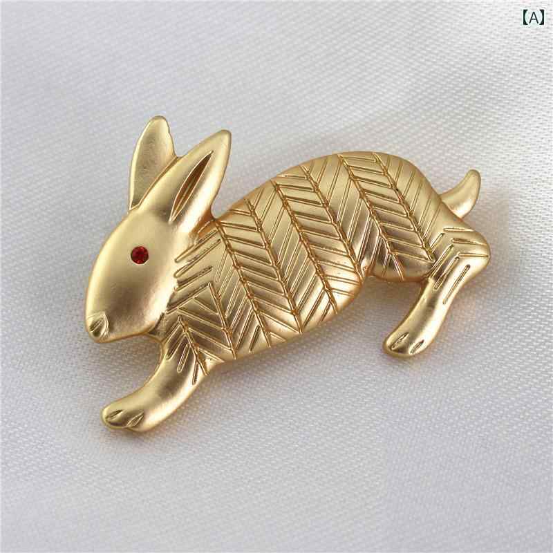レディース ファッション アクセサリー オールシーズン 装飾 マット ゴールド ウサギ バニー ブローチ ピン