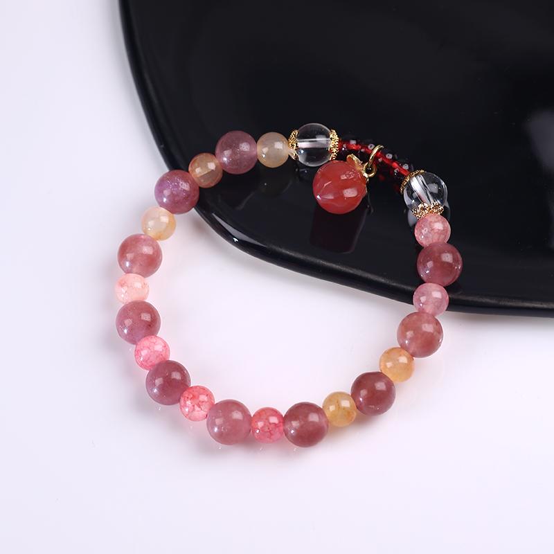 ブレスレット 数珠 ストロベリー ガーネット ピーチ ペンダント ライト イン 親友 学生 ギフト レディース ファッション 装飾品